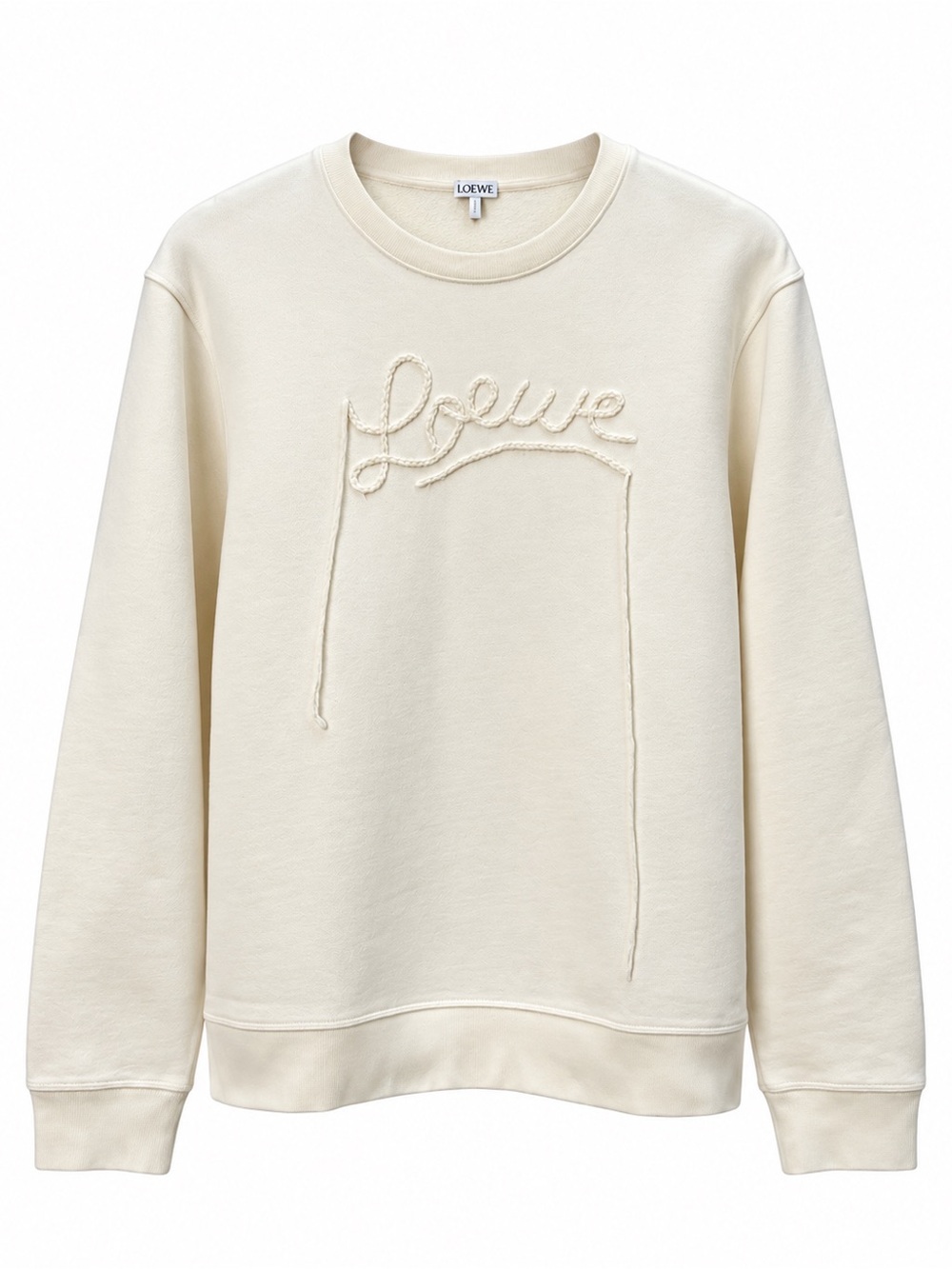 🚩steal Loewe Cream Rope-Logo Crewneck Sweater